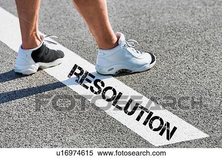 Man standing on white line with resolution sign View Large Photo Image Stock Photography - Man standing on white line with resolution sign. Fotosearch