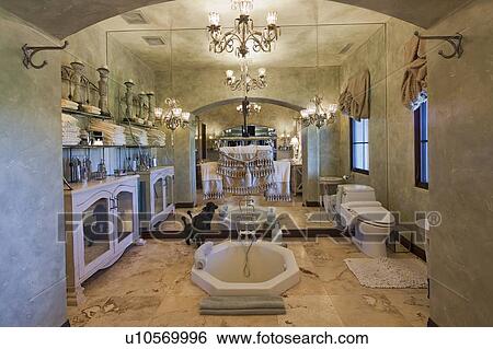 Stock Photograph - Modern bathroom interior design in mansion. Fotosearch