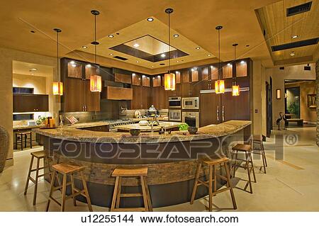 Picture - Modern kitchen counter in luxury manor house. Fotosearch