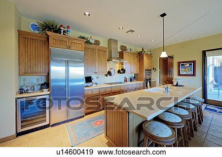 Modern kitchen interior of mansion View Large Photo Image Stock Photo - Modern kitchen interior of mansion. Fotosearch