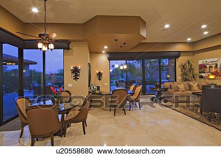 Stock Image - Modern living room in luxury manor house. Fotosearch