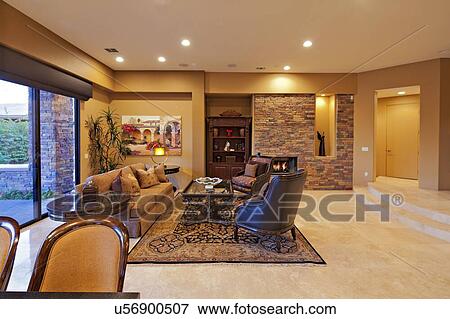 Stock Photo - Modern living room in manor house. Fotosearch