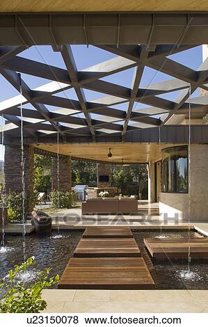 Stock Photo - Modern patio of luxury residential house. Fotosearch