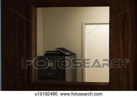 Stock Image - Office Corridor with filing cabinets. Fotosearch