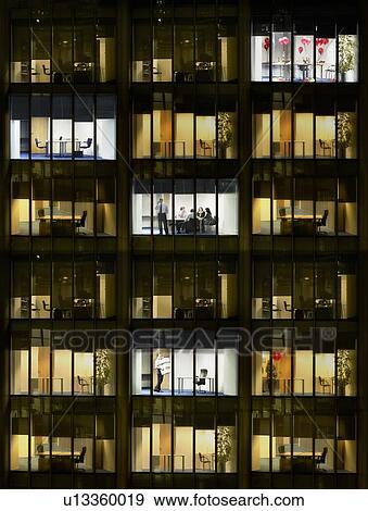 Office night View Large Photo Image Stock Photo - Office night. Fotosearch