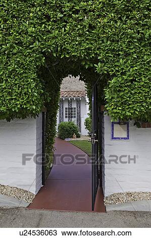 Open gate leading to bungalow View Large Photo Image Stock Image - Open gate leading to bungalow. Fotosearch