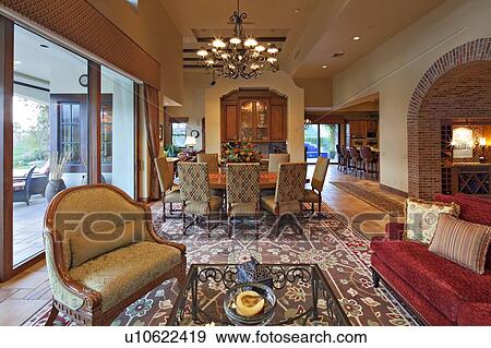 Open plan living dining room View Large Photo Image Stock Photo - Open plan living dining room. Fotosearch