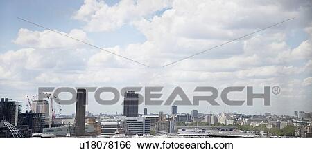 Stock Photograph - Panoramic shot of cityscape in London, England, UK. Fotosearch