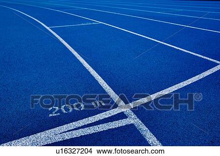 Picture - Photo of 200 meter blue running tracks. Fotosearch