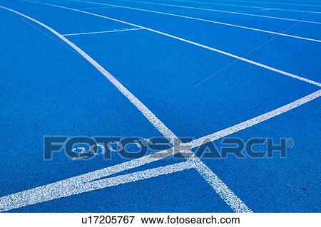 Stock Photo - Photo of 200 meter blue running tracks. Fotosearch