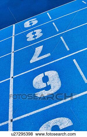 Photo of blue stadium tracks View Large Photo Image Stock Photo - Photo of blue stadium tracks. Fotosearch