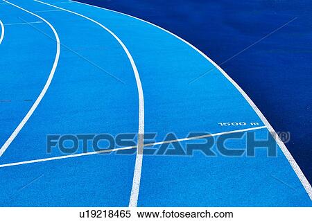 Photo of blue stadium tracks View Large Photo Image Stock Photography - Photo of blue stadium tracks. Fotosearch