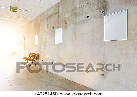Stock Image - Photo of chairs in corridor at school. Fotosearch