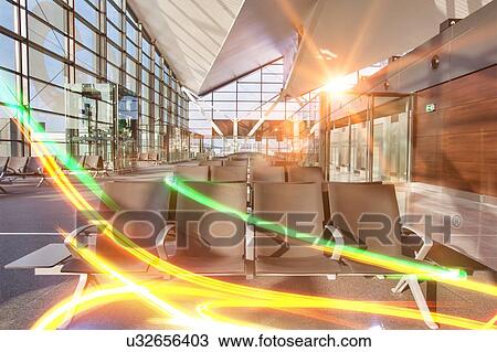 Stock Image - Photo of empty boarding gate in airport. Fotosearch