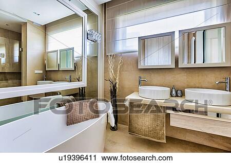 Stock Image - Photo of luxurious bathroom in apartment. Fotosearch