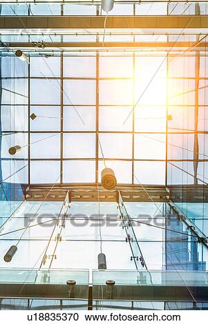 Photo of modern glass ceiling in school building View Large Photo Image Stock Image - Photo of modern glass ceiling in school building. Fotosearch