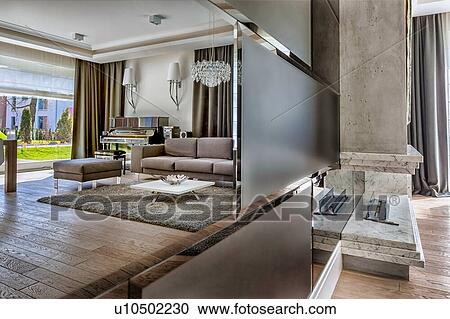 Stock Image - Photo of modern living room in apartment. Fotosearch