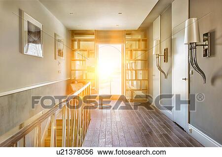 Stock Photograph - Photo of modern rental apartment interior with lens flare . Fotosearch