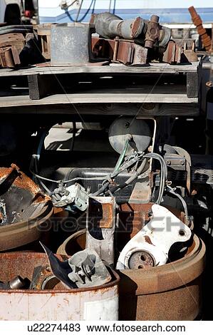Stock Image - Portrait of a pile of scrap metal. Fotosearch