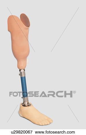 Stock Photo - Prosthetic leg over grey background. Fotosearch