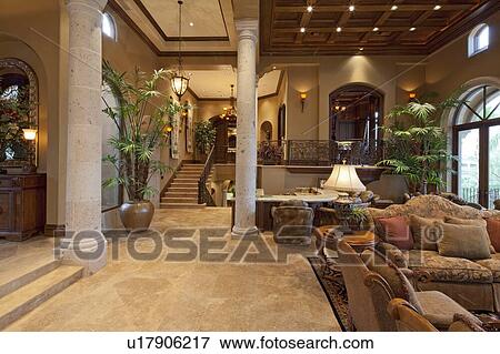 Stock Photo - Spacious living room in luxury manor house. Fotosearch