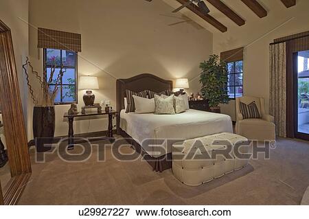 Stylish modern bedroom interior design View Large Photo Image Stock Photo - Stylish modern bedroom interior design. Fotosearch