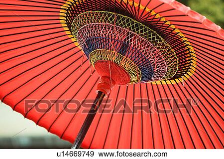Stock Photo - Underside of Red Parasol. Fotosearch