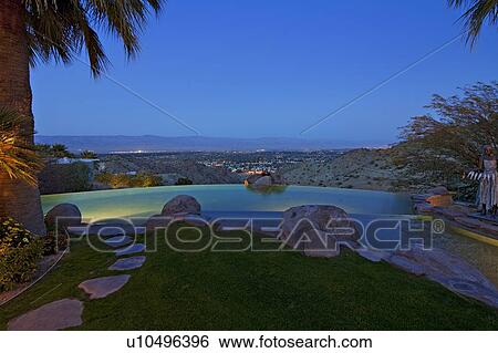 Stock Photograph - View with swimming pool in manor house. Fotosearch