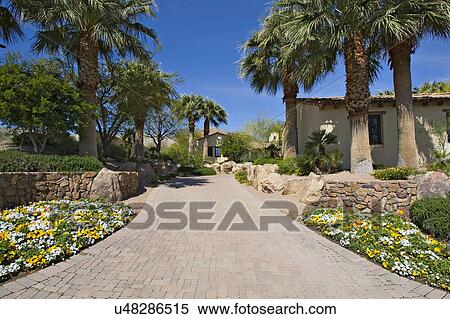 Stock Photography - Walkway leading to residential house. Fotosearch