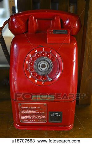 Stock Image - Close-up of coin operated phone, Queensland, Australia. Fotosearch