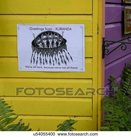 Sign on the wall of a building, Kuranda, Queensland, Australia View Large Photo Image Stock Image - Sign on the wall of a building, Kuranda, Queensland, Australia. Fotosearch