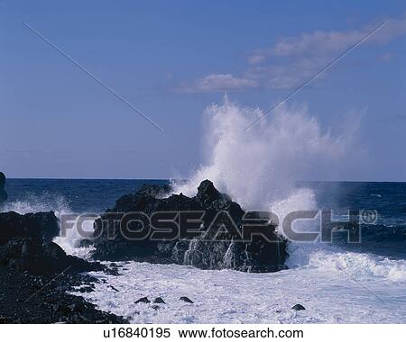 Waves Crashing Against Rocks View Large Photo Image Stock Photography - Waves Crashing Against Rocks. Fotosearch