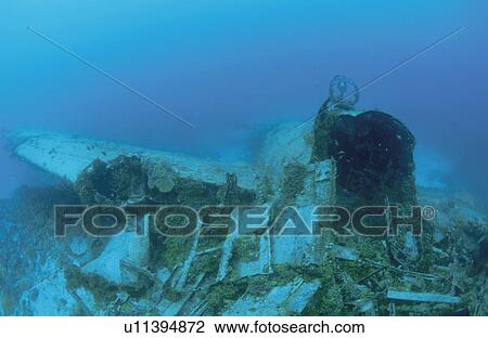 Stock Image - Fighter Plane Which Sleeps On The Seabed. Fotosearch