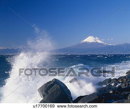 Stock Photo - Mount Fuji From Heda-Mura. Fotosearch