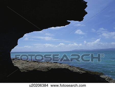 Picture - The Sea And The Clouds Which Were Seen From The Cave. Fotosearch