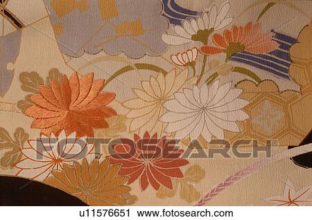 Stock Image - Floral Patterns On Cloth. Fotosearch