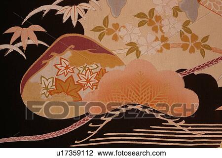 Stock Image - Foliate Patterns On Cloth. Fotosearch