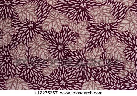 Stock Photo - Red Foliate Pattern On Fabric. Fotosearch