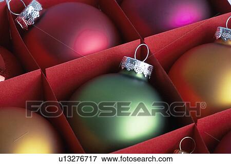 Baubles in box (close-up) View Large Photo Image Stock Photo - Baubles in box (close-up). Fotosearch