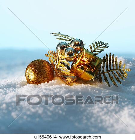Christmas Decorations in Snow View Large Photo Image Picture - Christmas Decorations in Snow. Fotosearch
