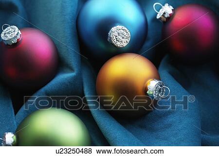 Stock Photo - Colorful baubles (directly above). Fotosearch