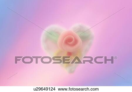 Picture - Heart Shaped Cake With Rose. Fotosearch