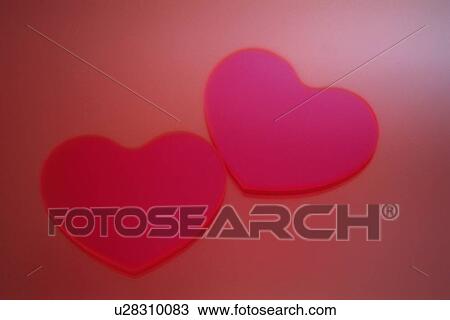 Stock Image - Pair Of Love Hearts In Red. Fotosearch
