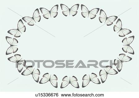 Stock Photograph - The Oval Frame Of A Butterfly. Fotosearch