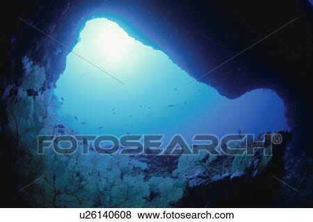 Stock Photo - The Sea Seen From The Underwater Cave. Fotosearch