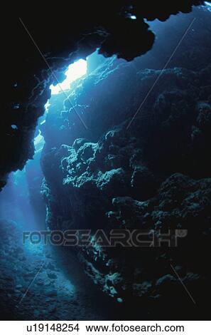 Picture - The Underwater Cave With The Sunlight. Fotosearch