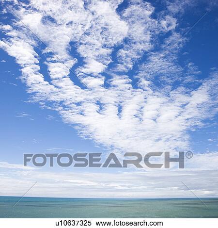 Stock Photography - Scenic view of horizon with blue sky and cloud texture over water. Fotosearch