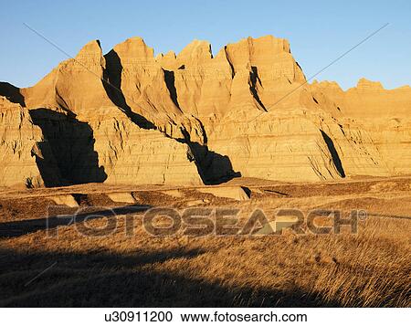 Stock Image - Landscape in Badlands National Park, South Dakota.. Fotosearch
