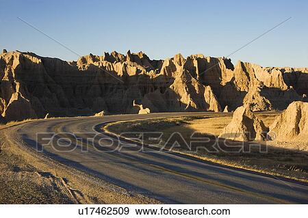 Scenic roadway in Badlands National Park, South Dakota. View Large Photo Image Stock Photo - Scenic roadway in Badlands National Park, South Dakota.. Fotosearch