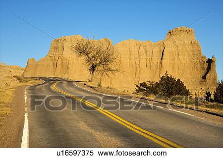 Scenic roadway in Badlands National Park, South Dakota. View Large Photo Image Stock Photography - Scenic roadway in Badlands National Park, South Dakota.. Fotosearch